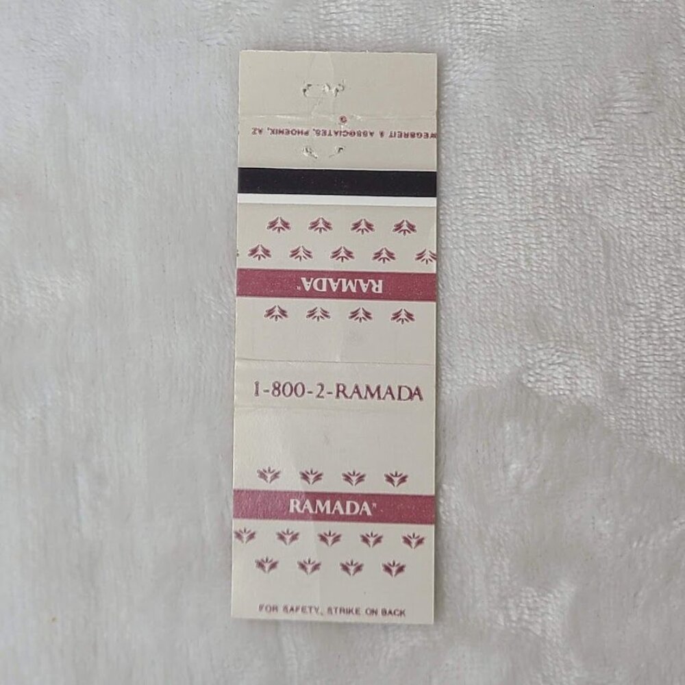 Ramada Hotel Matchbook Cover National Inns Renaissance Simple Brown on White - Picture 4 of 5